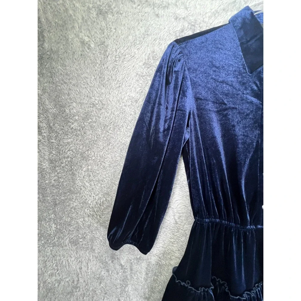 City‎ Studio Medium Tiered Mini Dress Blue Party Date Velour